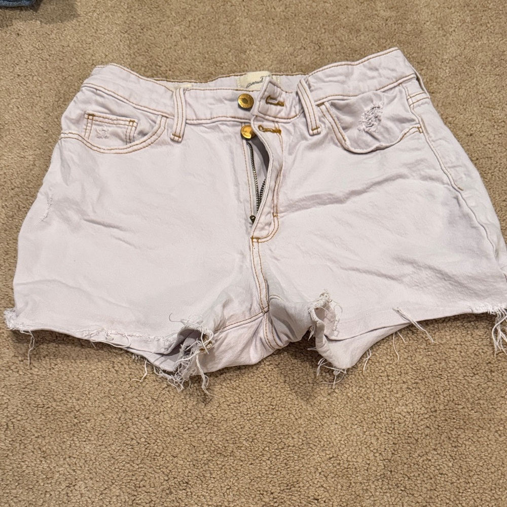 Universal Thread Cream Frayed Jean Shorts